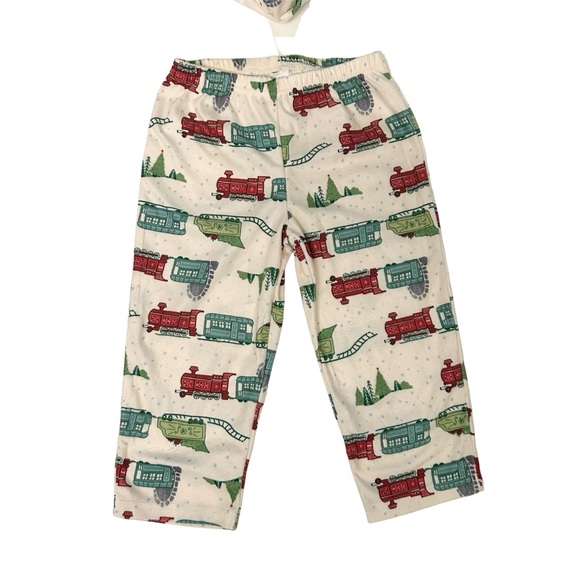 🆕 Carter’s Just One You Soft Fleece Pajama Set Christmas Trains Trees Cosy Sz 2T - Picture 4 of 6